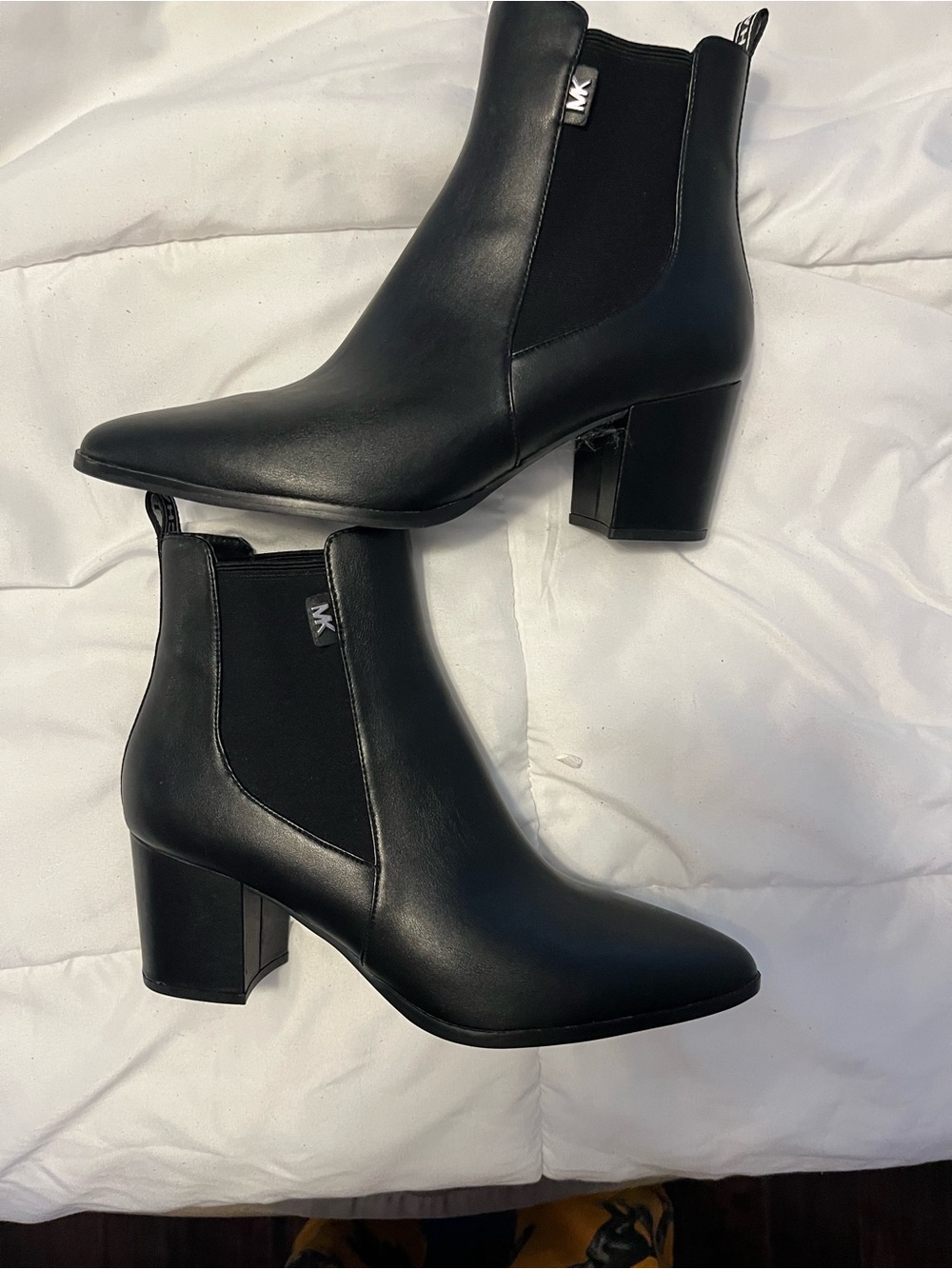 Michael Kors Black Leather Block Heel Chelsea Booties